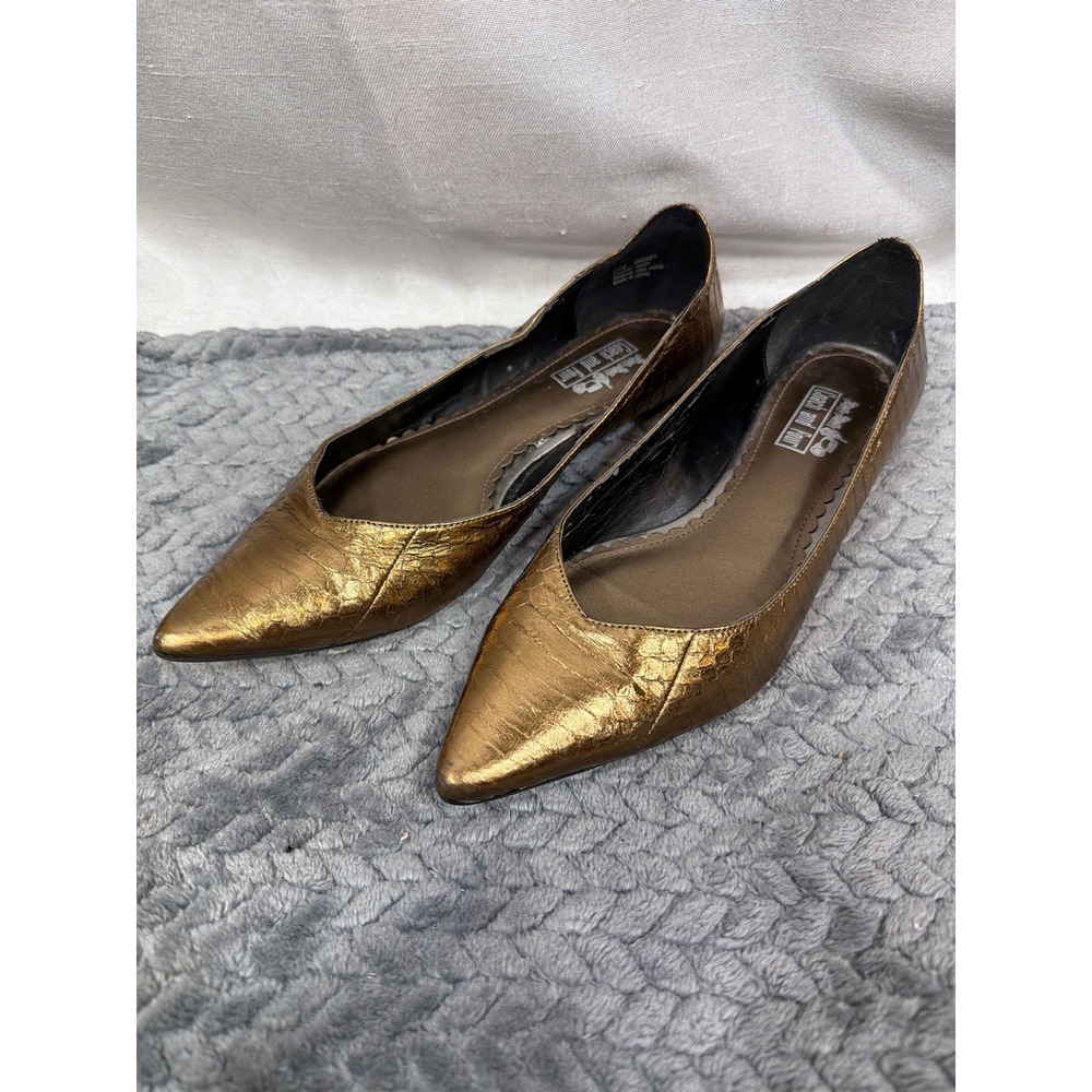 Coach and Four Sneaky Bronze Metallic Leather Pointed Toe Flats Shoes Womens 6.5